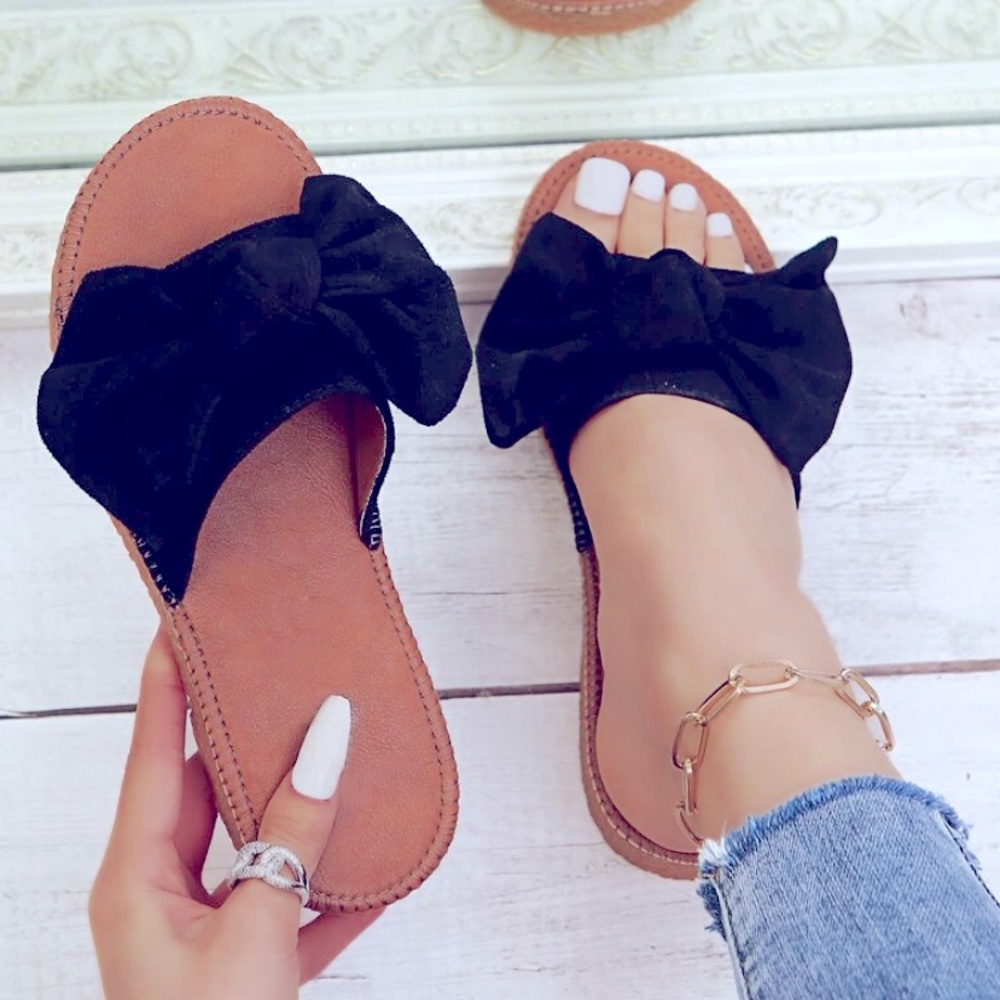 Brand New in Box Black Bow Slides Size 11